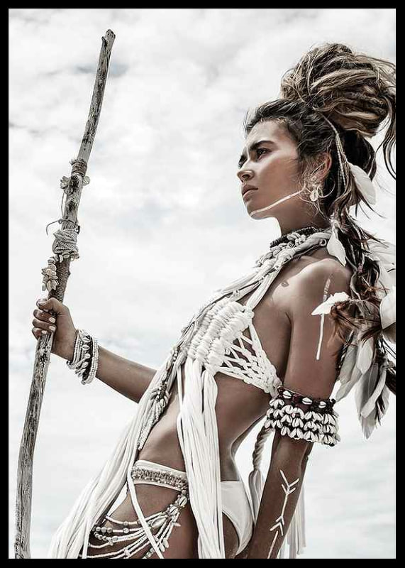 Photo art with woman in bright outfit and tribal-inspired style-12