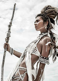 Photo art with woman in bright outfit and tribal-inspired style-7