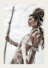 Photo art with woman in bright outfit and tribal-inspired style-3