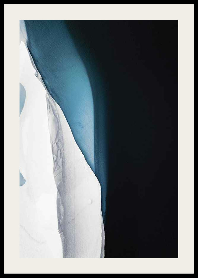 Photographic view from above of ice formation at dark water-12