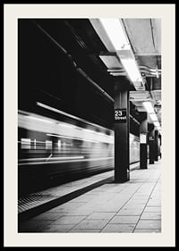 Black and white view of subway platform on 23rd Street in New York-2