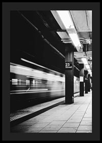 Black and white view of subway platform on 23rd Street in New York-4