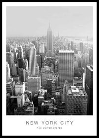 Vista in bianco e nero dei grattacieli di Manhattan con l'Empire State Building-0