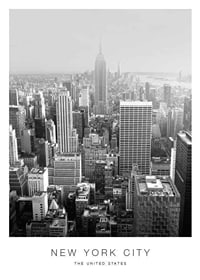 Vista in bianco e nero dei grattacieli di Manhattan con l'Empire State Building-1