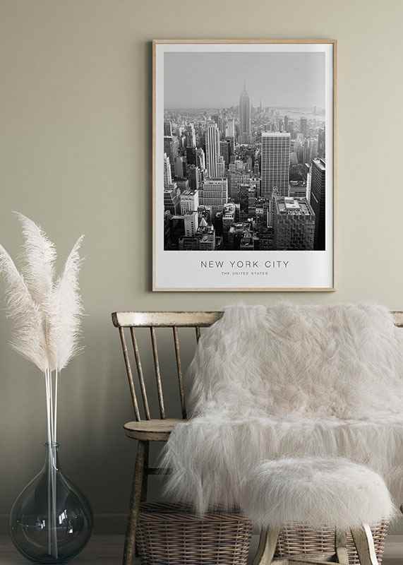 Vista in bianco e nero dei grattacieli di Manhattan con l'Empire State Building-12