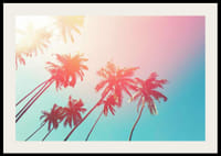 Fotografische palmbomen tegen een turquoise lucht in roze licht-2