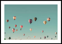 Colorful hot air balloons against clear turquoise sky, photography-0
