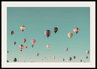 Colorful hot air balloons against clear turquoise sky, photography-2