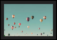 Colorful hot air balloons against clear turquoise sky, photography-4