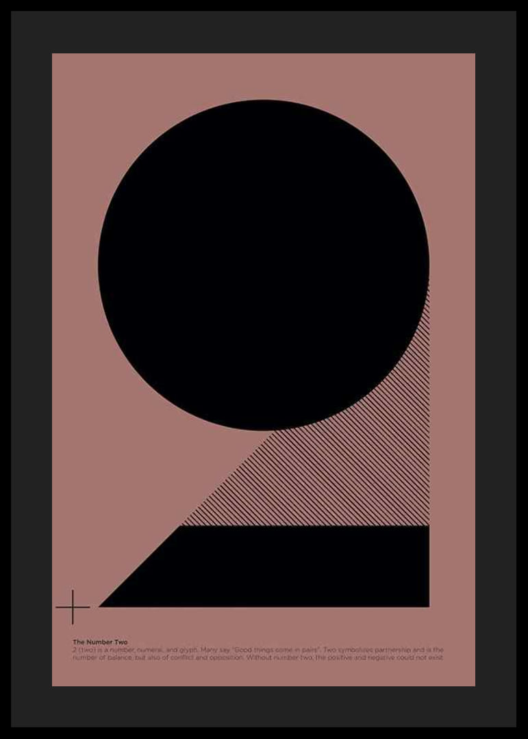 Illustrazione grafica del numero 2 nero su sfondo marrone-rosso-12