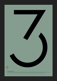 Graphic number three in black against a muted green background-5