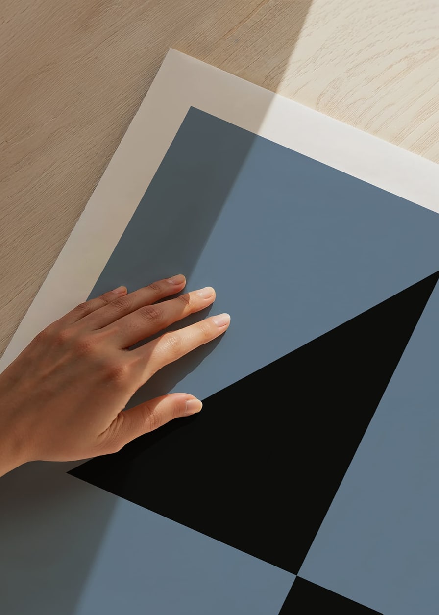 Graphic number four in black against muted blue background-12