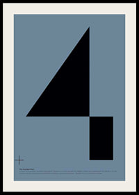 Graphic number four in black against muted blue background-2