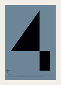 Grafisch nummer vier in het zwart tegen een gedempte blauwe achtergrond-3