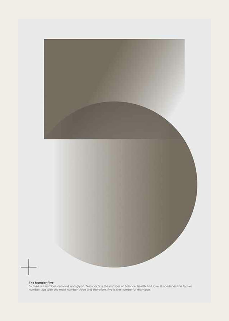 Grafinis skaičius penki šviesiame fone su rudais atspalviais-12