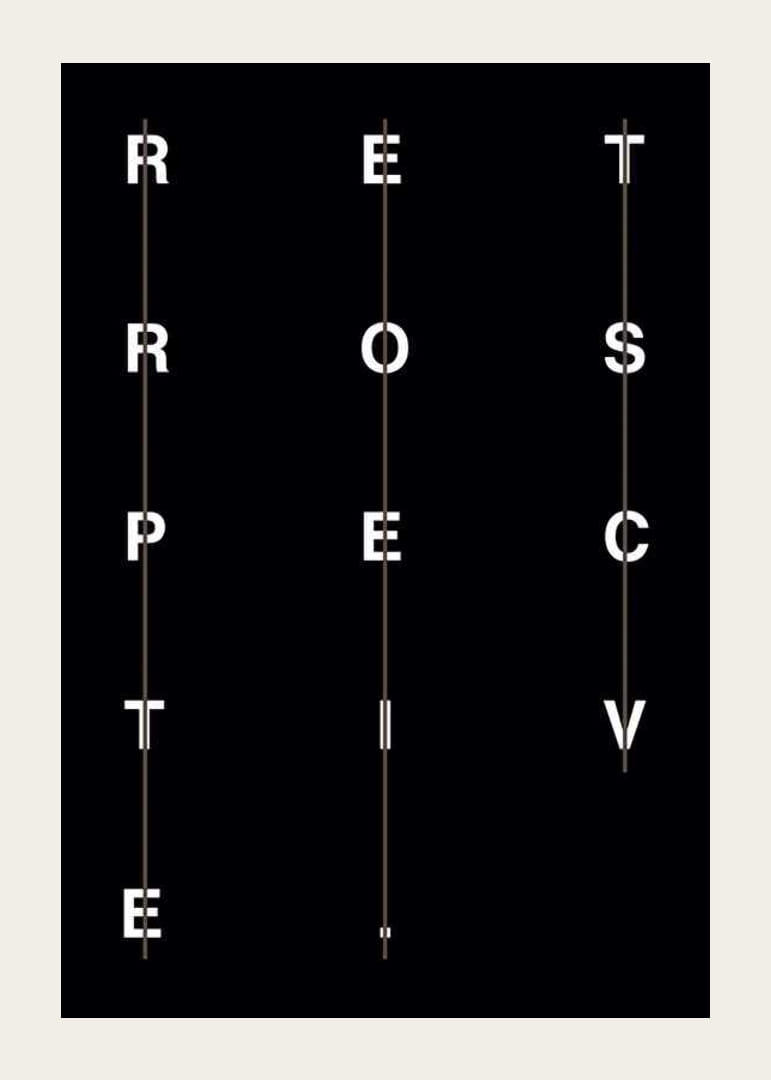 Texte graphique en blanc sur fond noir avec le mot rétrospective-12