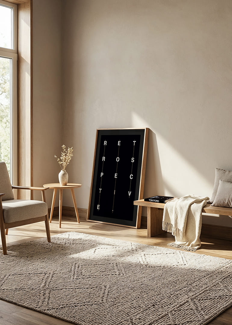 Texte graphique en blanc sur fond noir avec le mot rétrospective-12