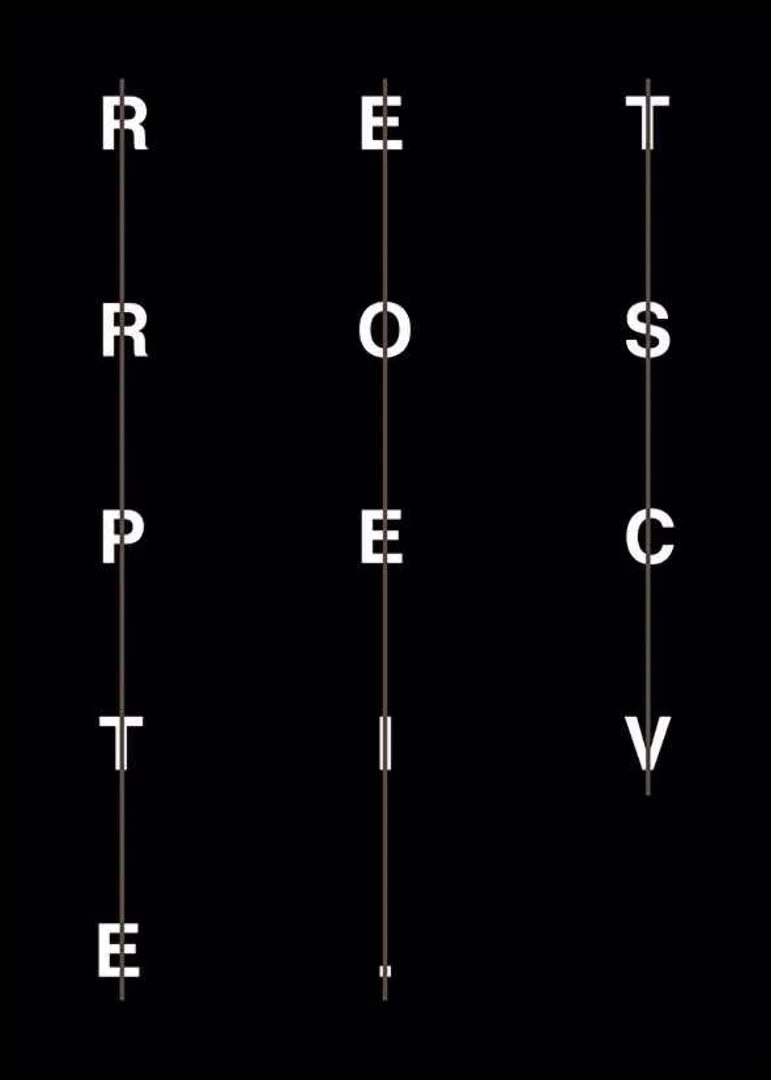 Grafisk text i vitt på svart bakgrund med ordet retrospective-12
