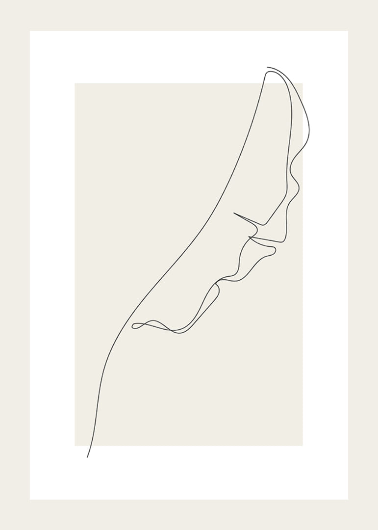 Enkel linjeteckning av bananblad mot beige bakgrund-12