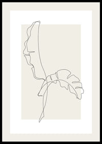 Linjeteckning av två bananblad mot beige bakgrund-2