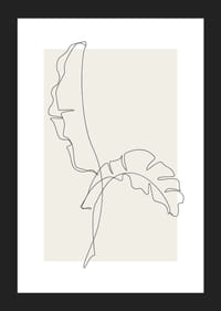 Linjeteckning av två bananblad mot beige bakgrund-5