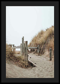 Photograph of wooden boardwalk through sand dunes down to the beach-4
