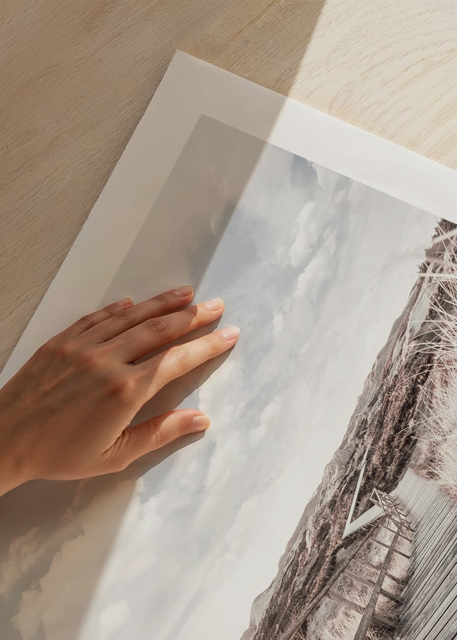Fotografi av träspång genom sandiga gräsdyner i motljus-12