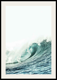 Large turquoise ocean waves with white foamy top, photographic-2