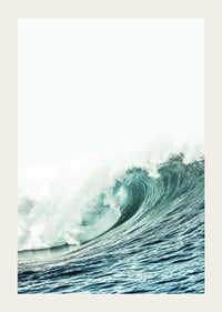 Large turquoise ocean waves with white foamy top, photographic-3