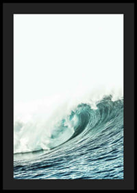 Large turquoise ocean waves with white foamy top, photographic-4