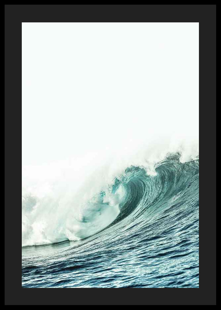 Large turquoise ocean waves with white foamy top, photographic-12