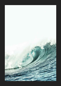 Large turquoise ocean waves with white foamy top, photographic-5