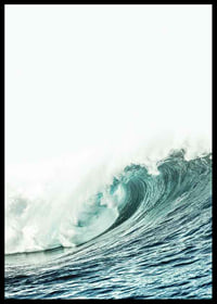 Large turquoise ocean waves with white foamy top, photographic-6