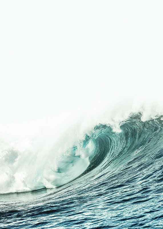 Large turquoise ocean waves with white foamy top, photographic-12