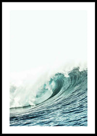 Large turquoise ocean waves with white foamy top, photographic-0