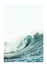 Large turquoise ocean waves with white foamy top, photographic-1