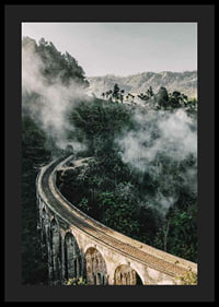 Photographic landscape with railway bridge in foggy jungle-4