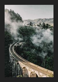 Photographic landscape with railway bridge in foggy jungle-5