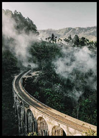 Photographic landscape with railway bridge in foggy jungle-6