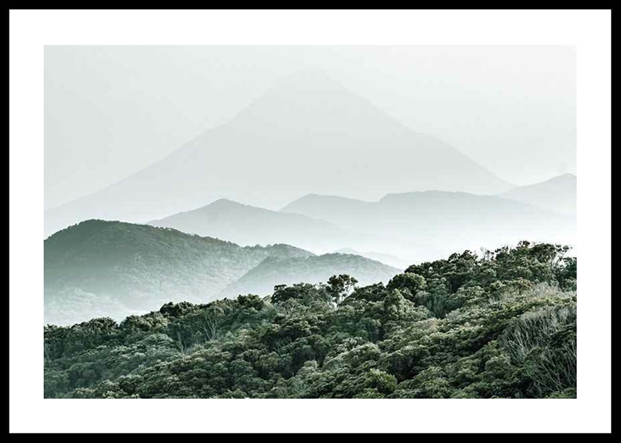Mist-shrouded mountains and dense forest in soft green tones-12