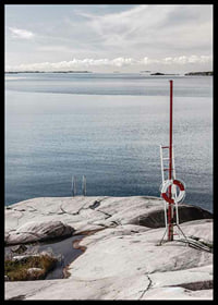 Photographic coastal landscape with cliffs and bathing ladder by the sea-6