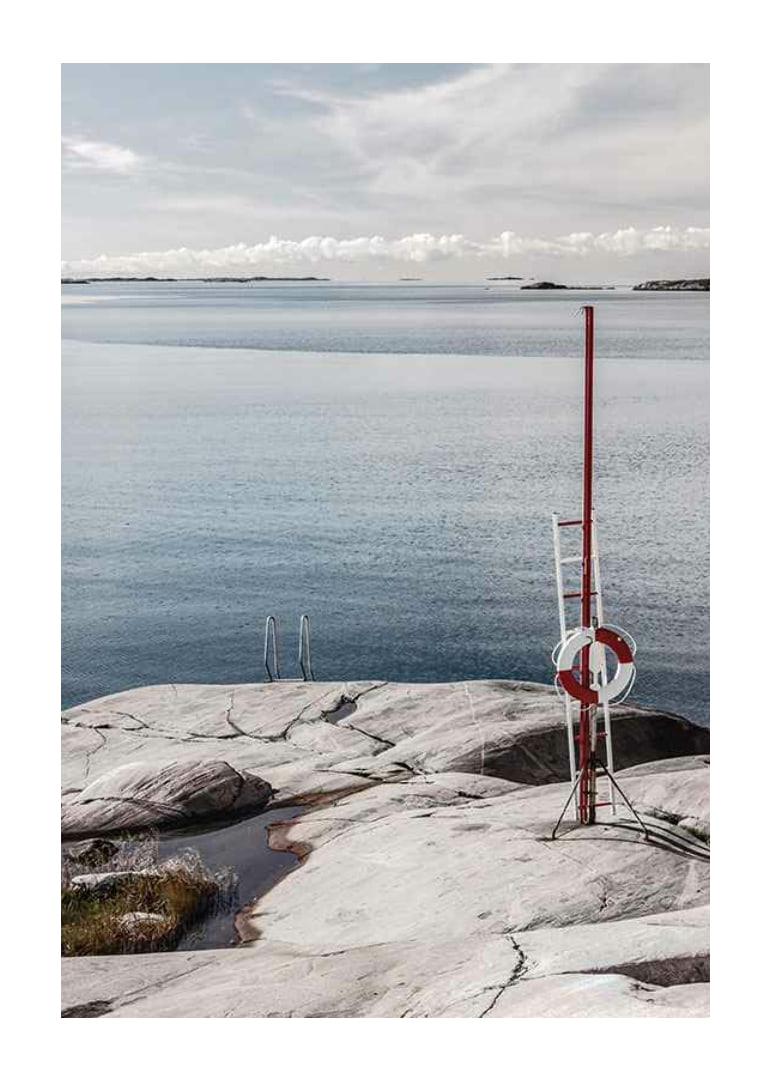 Photographic coastal landscape with cliffs and bathing ladder by the sea-12