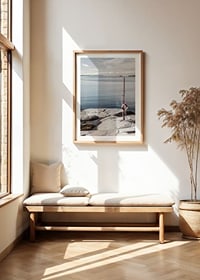 Photographic coastal landscape with cliffs and bathing ladder by the sea-8