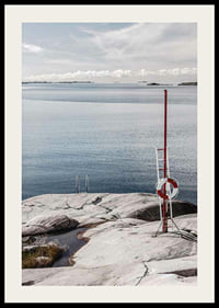 Photographic coastal landscape with cliffs and bathing ladder by the sea-2