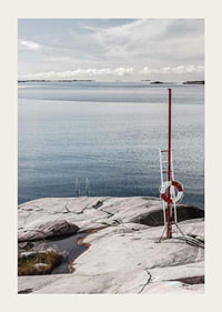 Photographic coastal landscape with cliffs and bathing ladder by the sea-3