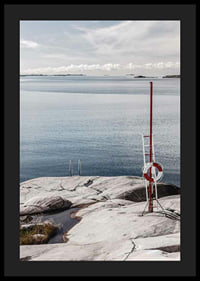 Photographic coastal landscape with cliffs and bathing ladder by the sea-4