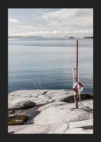 Photographic coastal landscape with cliffs and bathing ladder by the sea-5