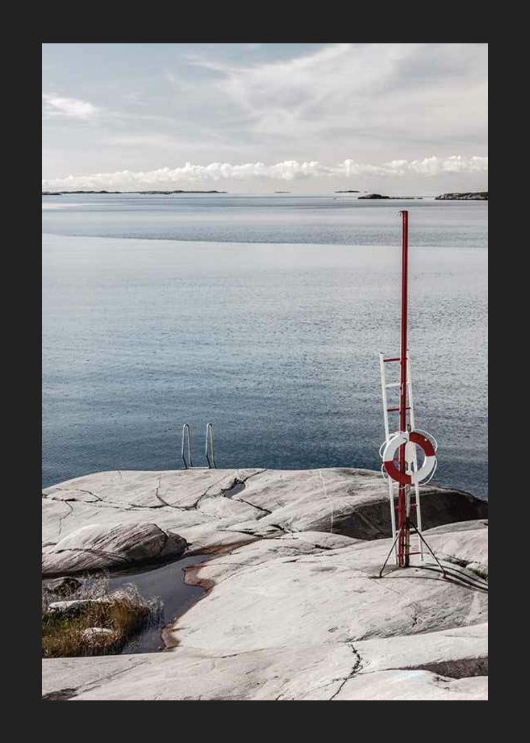 Photographic coastal landscape with cliffs and bathing ladder by the sea-12