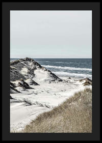 Photographic coastal landscape with sand dunes and sea in soft tones-4
