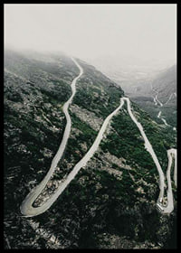 Aerial view of the winding road Trollstigen in a foggy mountain landscape-6